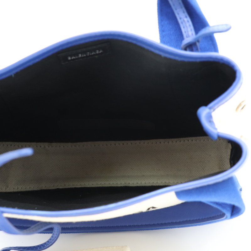 Balenciaga 巴黎世家 Navy Cabas 米白色帆布 電光藍 手提包 單肩包 托特包-9