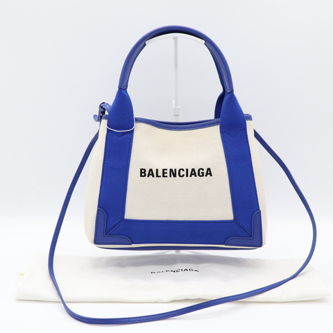 限時3天 (月末出清⚡️不議價) Balenciaga 巴黎世家 Navy Cabas 米白色帆布 電光藍 手提包 單肩包 托特包