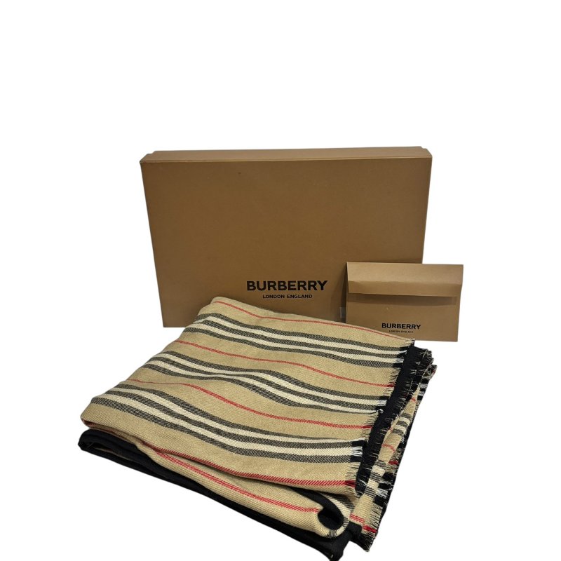 【美收精品】BURBERRY 黑茶色條紋披肩 4-614-0