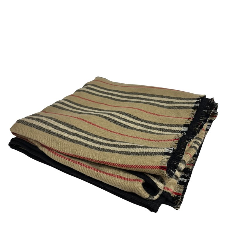 【美收精品】BURBERRY 黑茶色條紋披肩 4-614-2