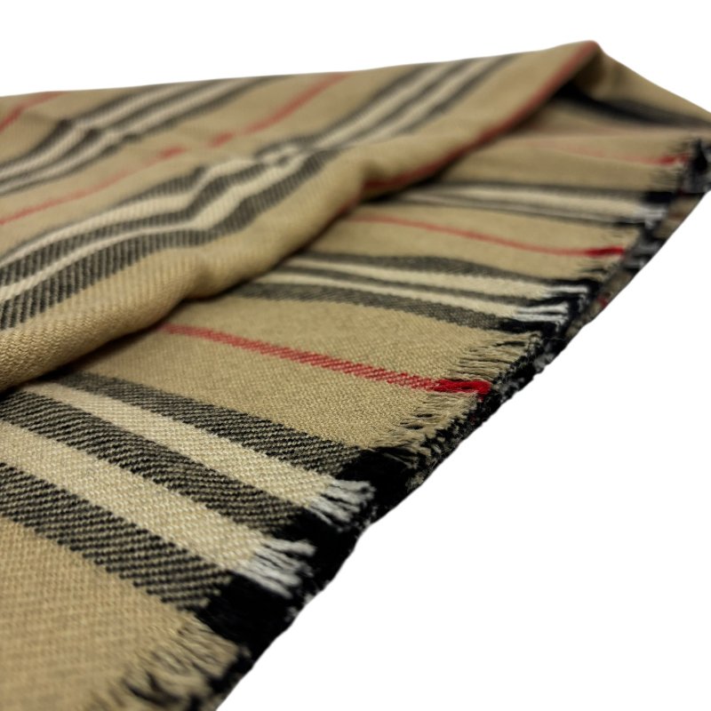 【美收精品】BURBERRY 黑茶色條紋披肩 4-614-3