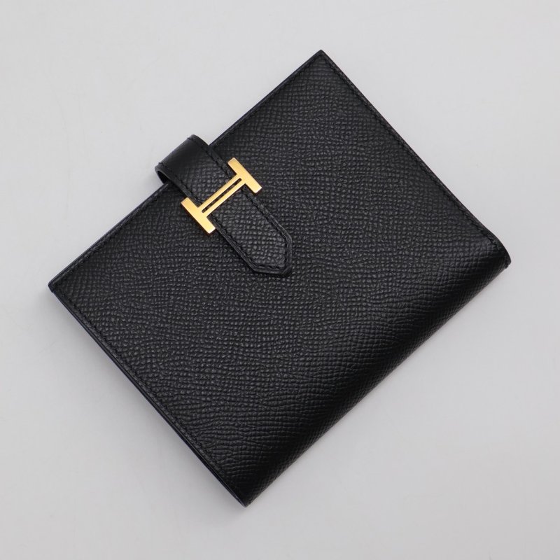 HERMES Bearn 短夾 - 黑金 D-0