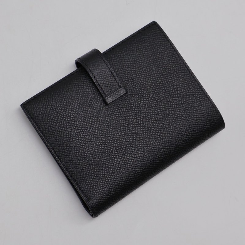 HERMES Bearn 短夾 - 黑金 D-1