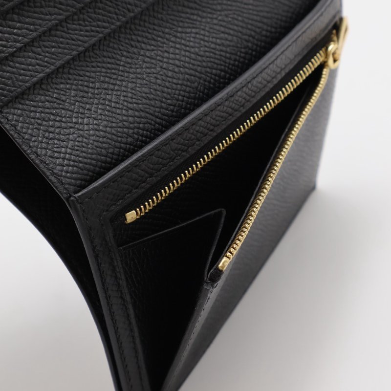 HERMES Bearn 短夾 - 黑金 D-4