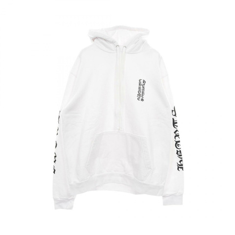 鉻心牌 (CHROME HEARTS) 男士連帽衫，純棉材質，白色/黑色，二手。