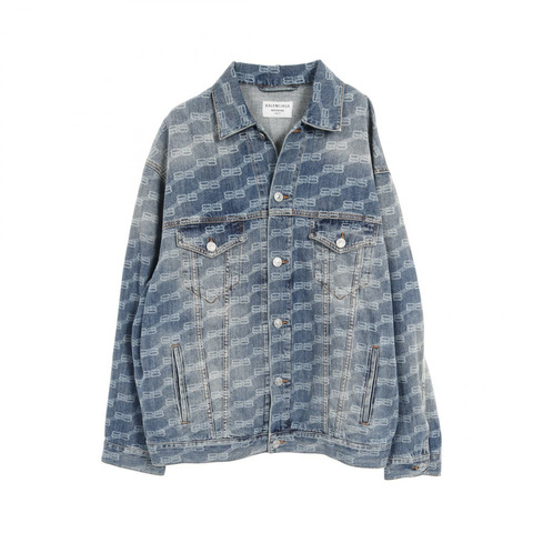 BALENCIAGA BBMonogram 牛仔夾克，棉質，藍色，二手，男女通用