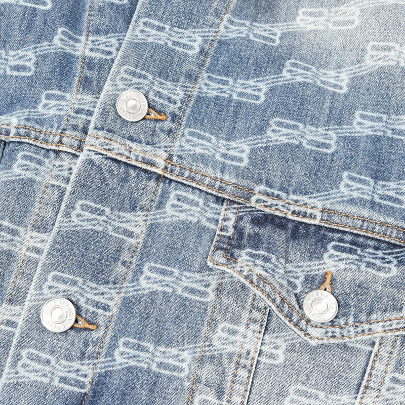 BALENCIAGA BBMonogram 牛仔夾克，棉質，藍色，二手，男女通用-6