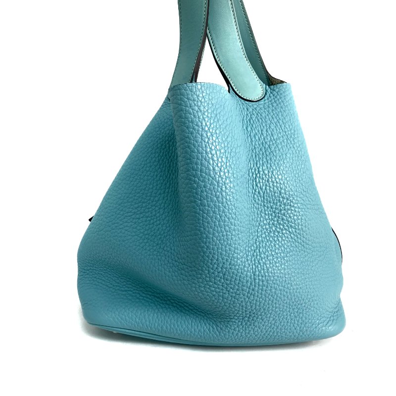 △ Hermes 愛馬仕 3P Blue Atoll Clemence Calfskin Palladium Plated Metal Picotin 22 Hand Bag Stamp T 環礁藍色粒紋小牛皮鍍鈀金屬手袋T刻 - 257023680-3