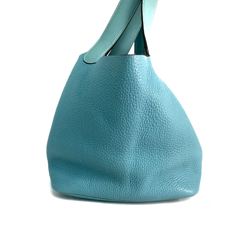 △ Hermes 愛馬仕 3P Blue Atoll Clemence Calfskin Palladium Plated Metal Picotin 22 Hand Bag Stamp T 環礁藍色粒紋小牛皮鍍鈀金屬手袋T刻 - 257023680-4