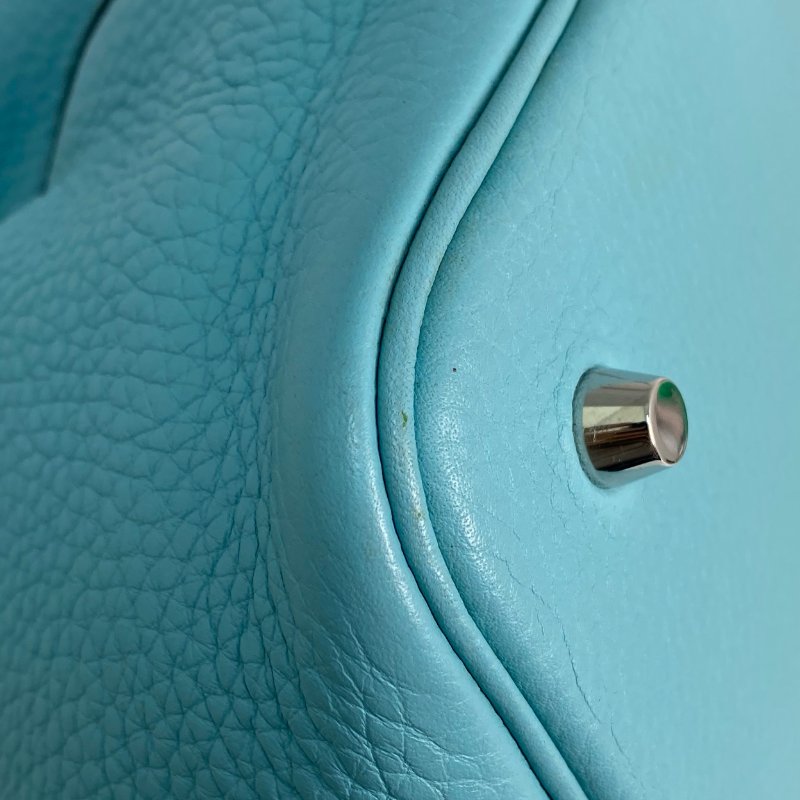 △ Hermes 愛馬仕 3P Blue Atoll Clemence Calfskin Palladium Plated Metal Picotin 22 Hand Bag Stamp T 環礁藍色粒紋小牛皮鍍鈀金屬手袋T刻 - 257023680-8