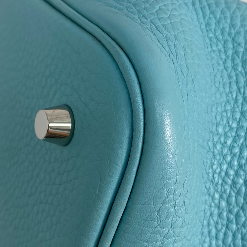 △ Hermes 愛馬仕 3P Blue Atoll Clemence Calfskin Palladium Plated Metal Picotin 22 Hand Bag Stamp T 環礁藍色粒紋小牛皮鍍鈀金屬手袋T刻 - 257023680-9
