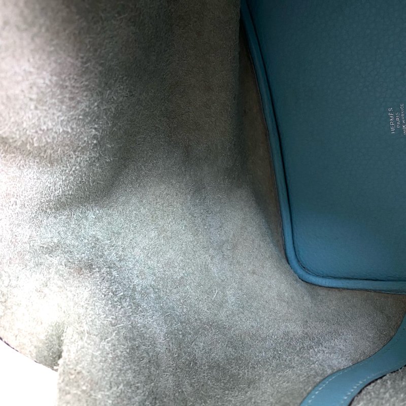 △ Hermes 愛馬仕 3P Blue Atoll Clemence Calfskin Palladium Plated Metal Picotin 22 Hand Bag Stamp T 環礁藍色粒紋小牛皮鍍鈀金屬手袋T刻 - 257023680-17