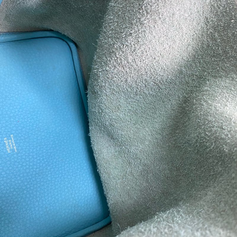 △ Hermes 愛馬仕 3P Blue Atoll Clemence Calfskin Palladium Plated Metal Picotin 22 Hand Bag Stamp T 環礁藍色粒紋小牛皮鍍鈀金屬手袋T刻 - 257023680-18