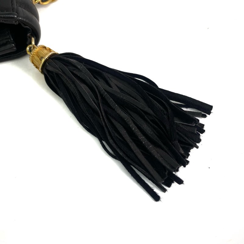 △ Chanel 香奈兒 Black Lambskin Gold Tone Metal Vintage Fringe Chain Shoulder Bag No.0 黑色小羊皮金色金屬鎖鏈肩背袋No.0 - 257023821-9