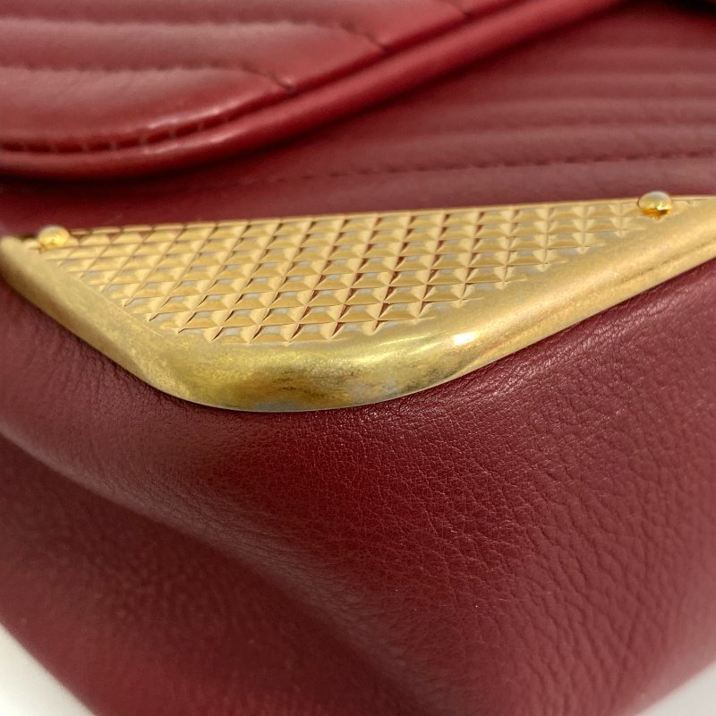 △ Chanel 香奈兒 Wine Red Lambskin Gold Tone Metal Rock The Corner Single Flap Shoulder Bag No.25 酒紅色小羊皮金色金屬鎖鏈肩背袋No.25 - 257023857-6