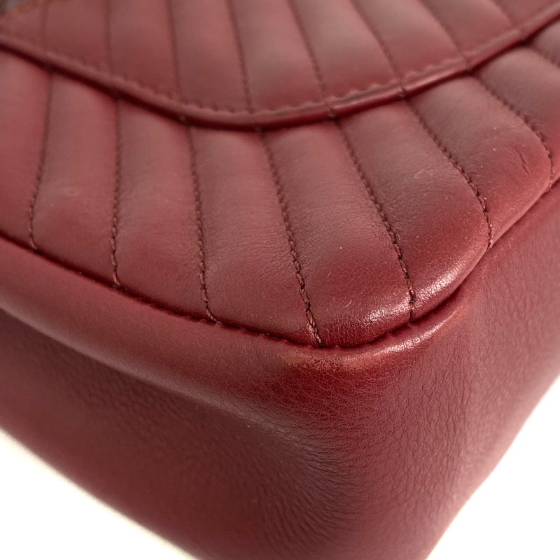 △ Chanel 香奈兒 Wine Red Lambskin Gold Tone Metal Rock The Corner Single Flap Shoulder Bag No.25 酒紅色小羊皮金色金屬鎖鏈肩背袋No.25 - 257023857-8