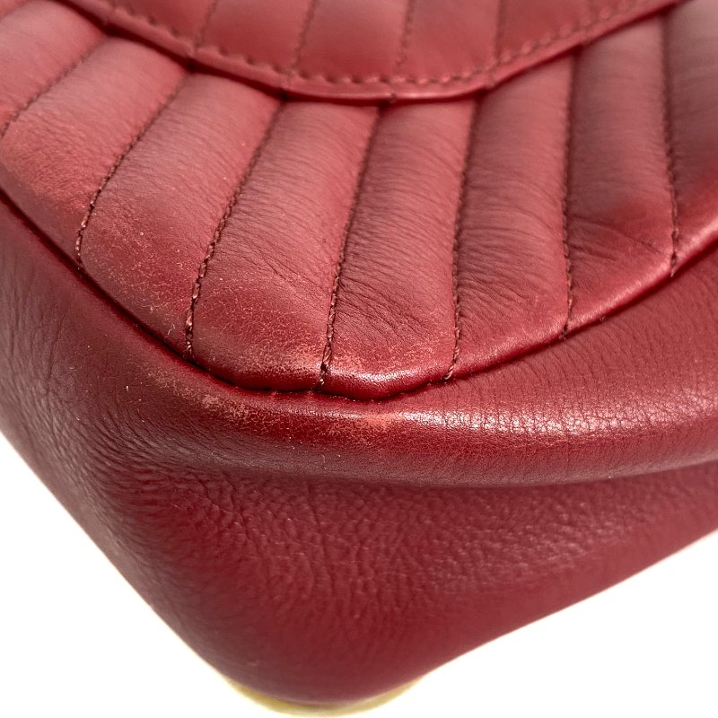 △ Chanel 香奈兒 Wine Red Lambskin Gold Tone Metal Rock The Corner Single Flap Shoulder Bag No.25 酒紅色小羊皮金色金屬鎖鏈肩背袋No.25 - 257023857-9