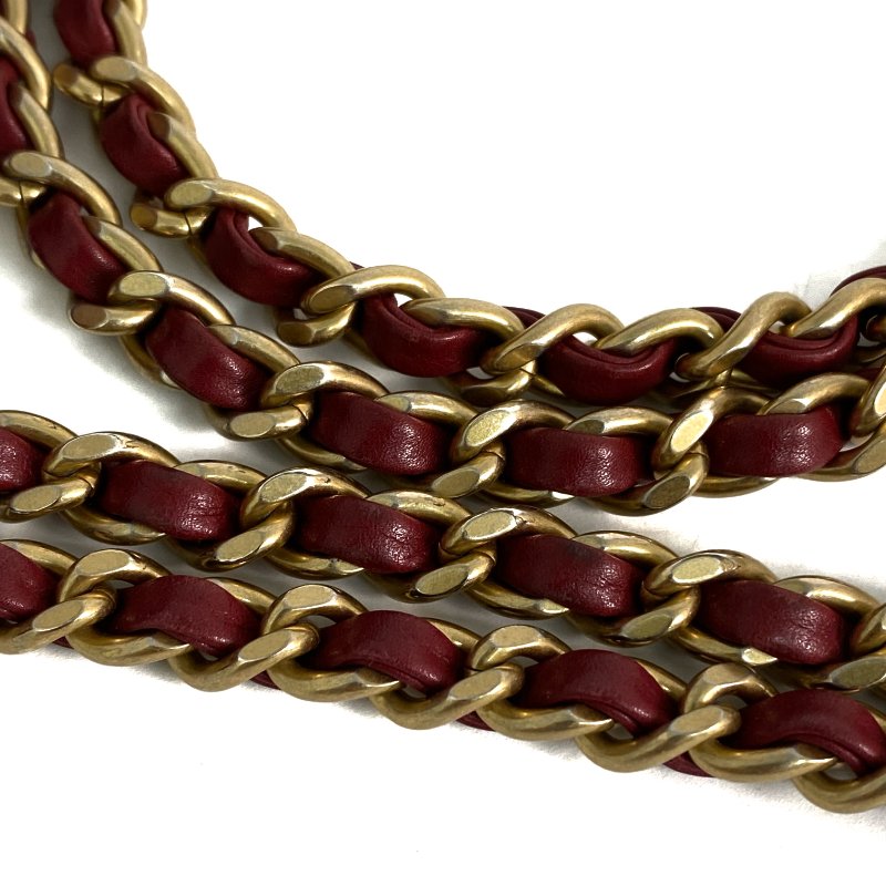 △ Chanel 香奈兒 Wine Red Lambskin Gold Tone Metal Rock The Corner Single Flap Shoulder Bag No.25 酒紅色小羊皮金色金屬鎖鏈肩背袋No.25 - 257023857-11