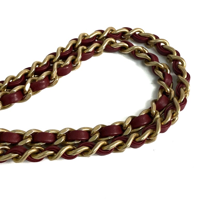 △ Chanel 香奈兒 Wine Red Lambskin Gold Tone Metal Rock The Corner Single Flap Shoulder Bag No.25 酒紅色小羊皮金色金屬鎖鏈肩背袋No.25 - 257023857-12