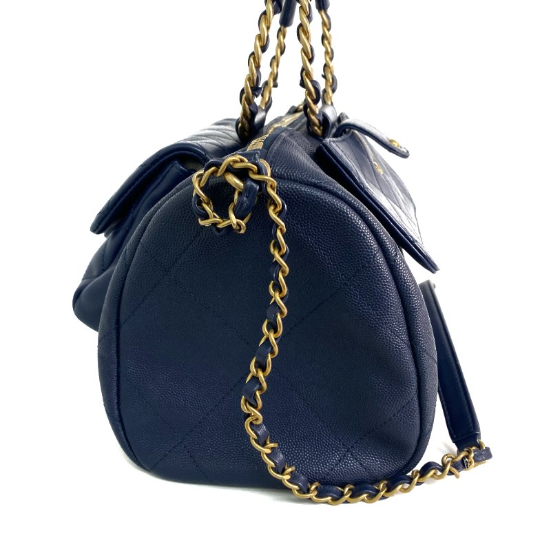 △ Chanel 香奈兒 Navy Caviar Skin Gold Tone Metal Chain 2 Way Bag AS1359 No.29 深藍色粒紋小牛皮金色金屬鎖鏈兩用袋No.29 - 257023023-3