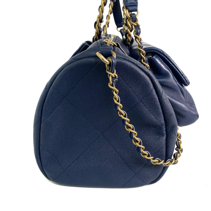 △ Chanel 香奈兒 Navy Caviar Skin Gold Tone Metal Chain 2 Way Bag AS1359 No.29 深藍色粒紋小牛皮金色金屬鎖鏈兩用袋No.29 - 257023023-4