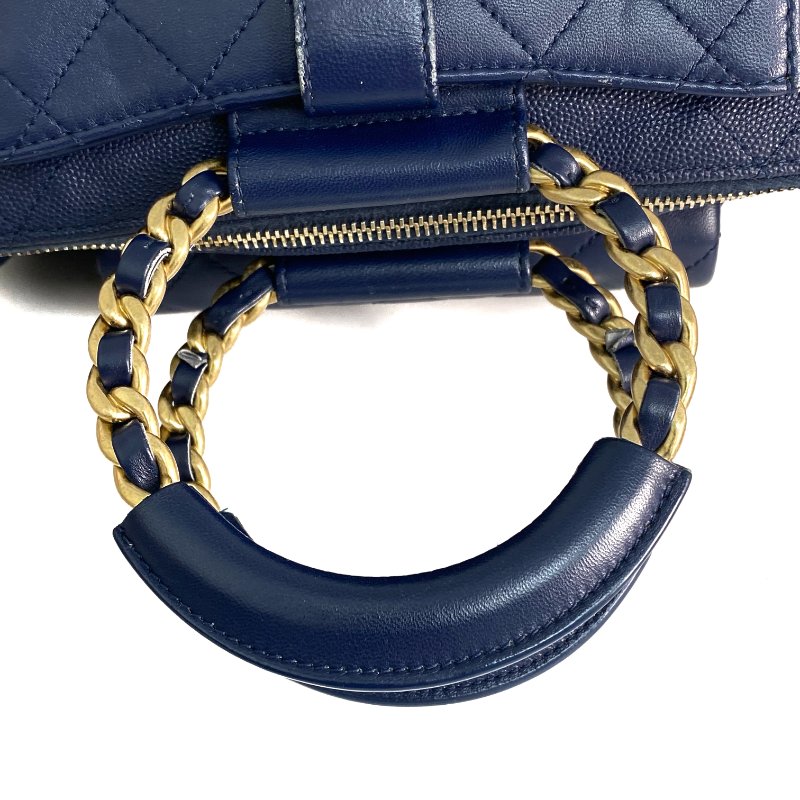 △ Chanel 香奈兒 Navy Caviar Skin Gold Tone Metal Chain 2 Way Bag AS1359 No.29 深藍色粒紋小牛皮金色金屬鎖鏈兩用袋No.29 - 257023023-10