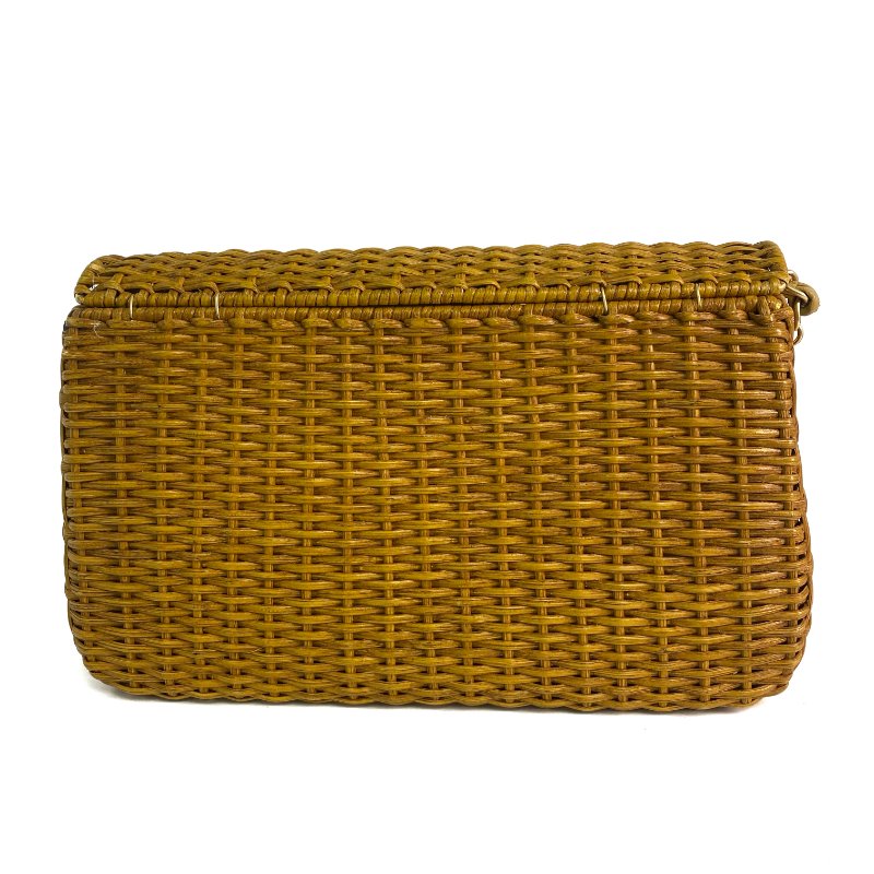 △ Chanel 香奈兒 Curry Yellow Raffia Gold Tone Metal Wicker Chain Shoulder Bag No.6 咖喱黃色拉菲草金色金屬鎖鏈肩背袋No.6 - 257022415-2