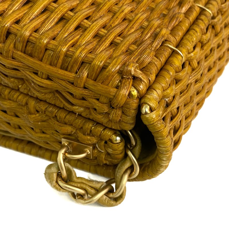 △ Chanel 香奈兒 Curry Yellow Raffia Gold Tone Metal Wicker Chain Shoulder Bag No.6 咖喱黃色拉菲草金色金屬鎖鏈肩背袋No.6 - 257022415-10
