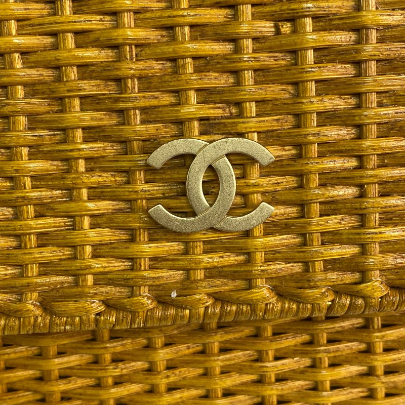 △ Chanel 香奈兒 Curry Yellow Raffia Gold Tone Metal Wicker Chain Shoulder Bag No.6 咖喱黃色拉菲草金色金屬鎖鏈肩背袋No.6 - 257022415-12
