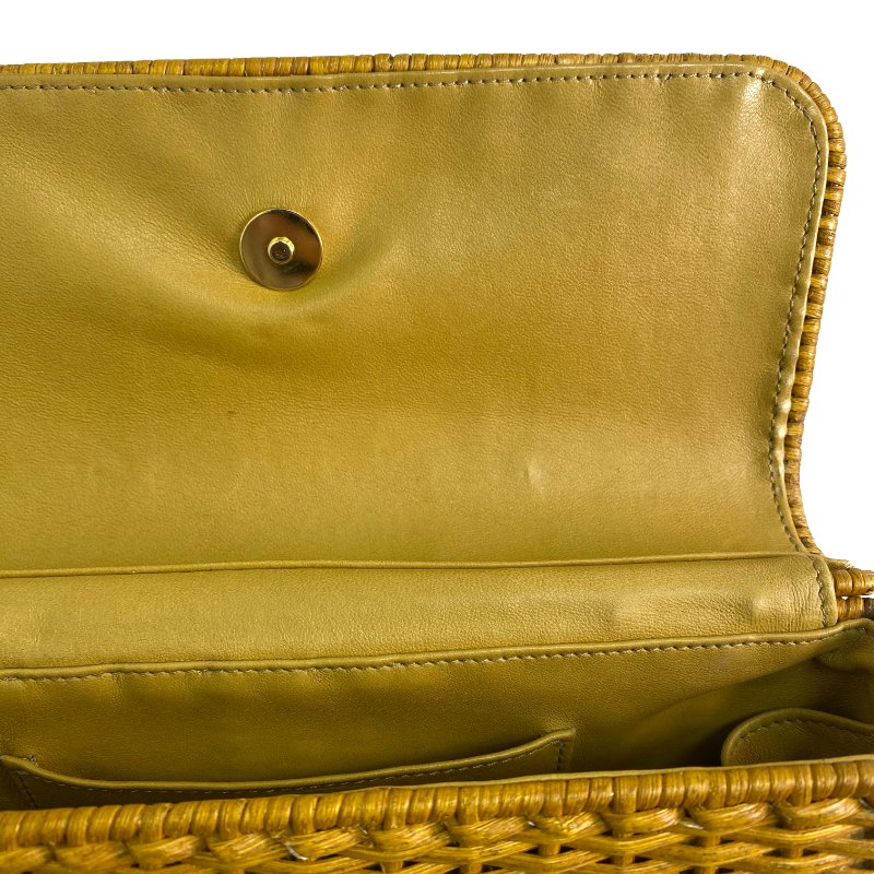 △ Chanel 香奈兒 Curry Yellow Raffia Gold Tone Metal Wicker Chain Shoulder Bag No.6 咖喱黃色拉菲草金色金屬鎖鏈肩背袋No.6 - 257022415-18