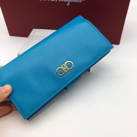 Ferragamo leather blue wallet