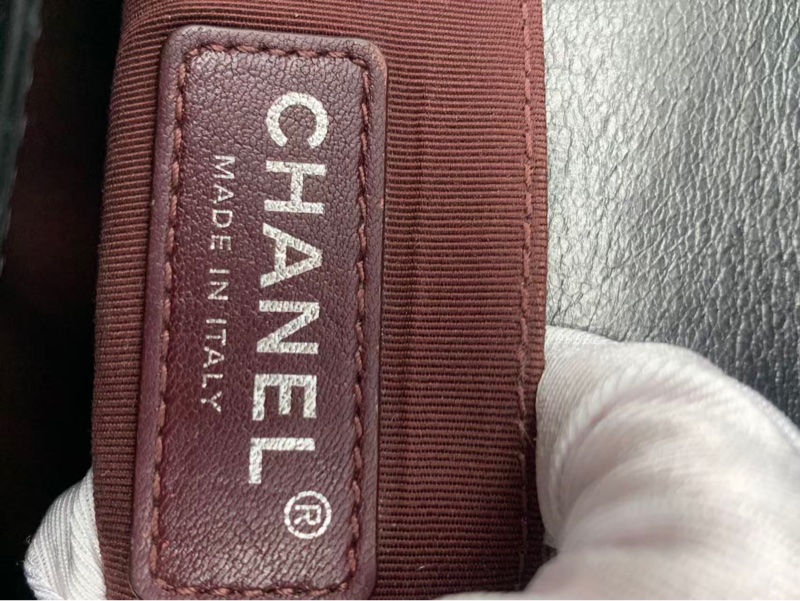 二手Chanel/香奈兒皮穿鏈條黑銀油蠟皮leboy中號-9