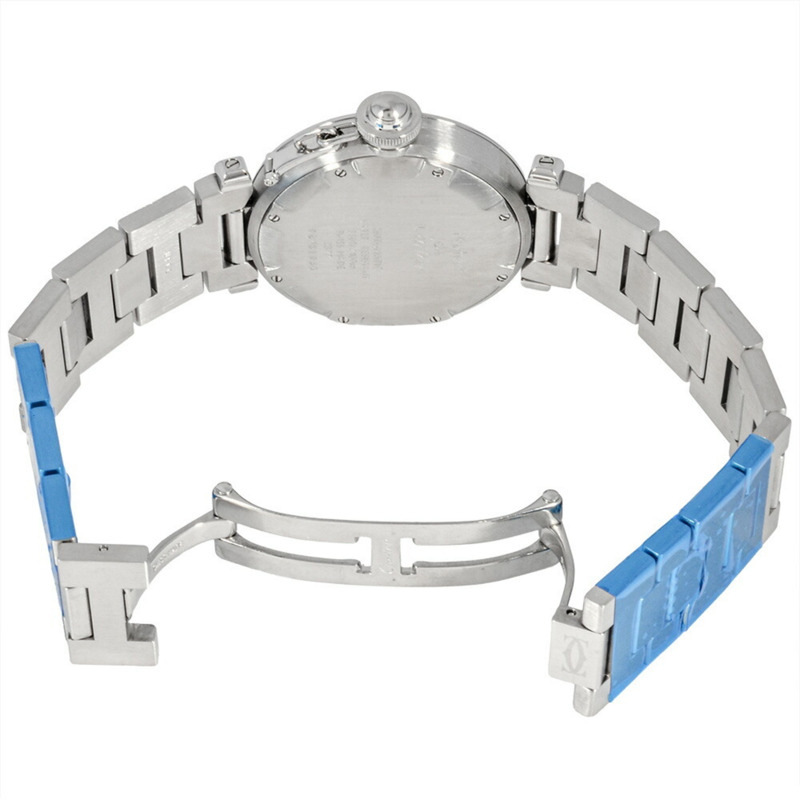 卡地亞 Pasha C Meridian GMT 自動腕錶，銀色錶盤，不鏽鋼錶殼，男士，W31078M7，2377-3