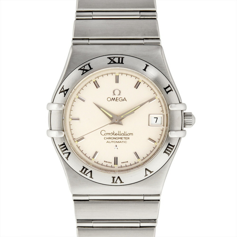 歐米茄星座系列日期顯示自動腕錶，銀色錶盤，不鏽鋼錶殼，男士款-0