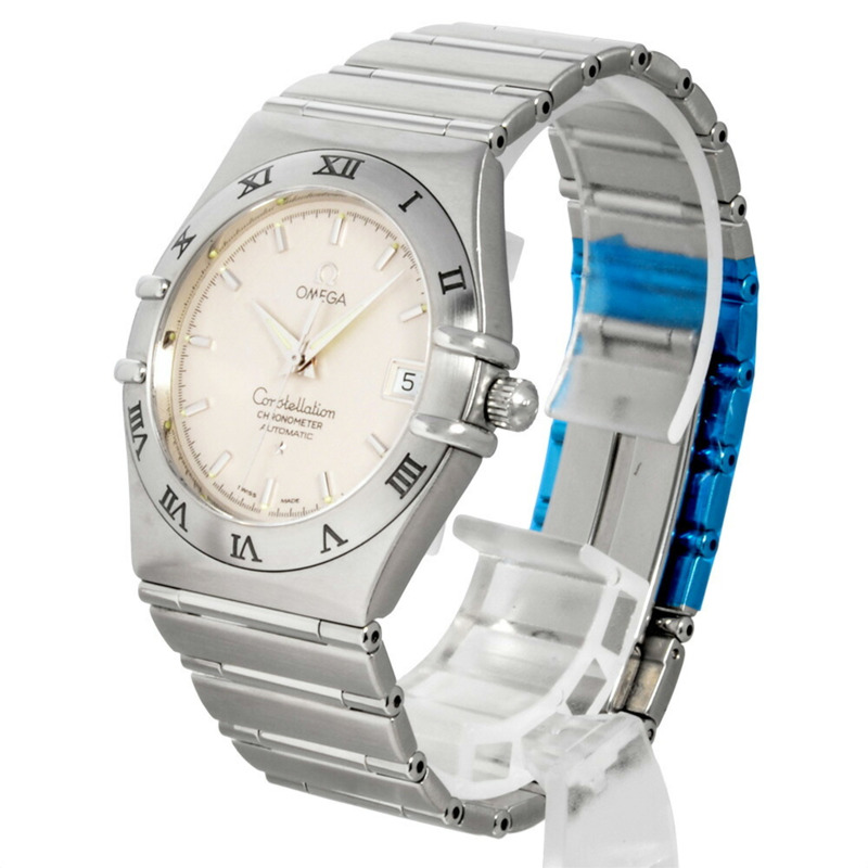 歐米茄星座系列日期顯示自動腕錶，銀色錶盤，不鏽鋼錶殼，男士款-2