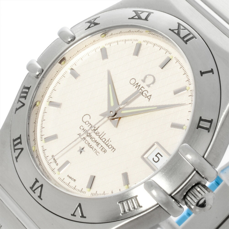 歐米茄星座系列日期顯示自動腕錶，銀色錶盤，不鏽鋼錶殼，男士款-7