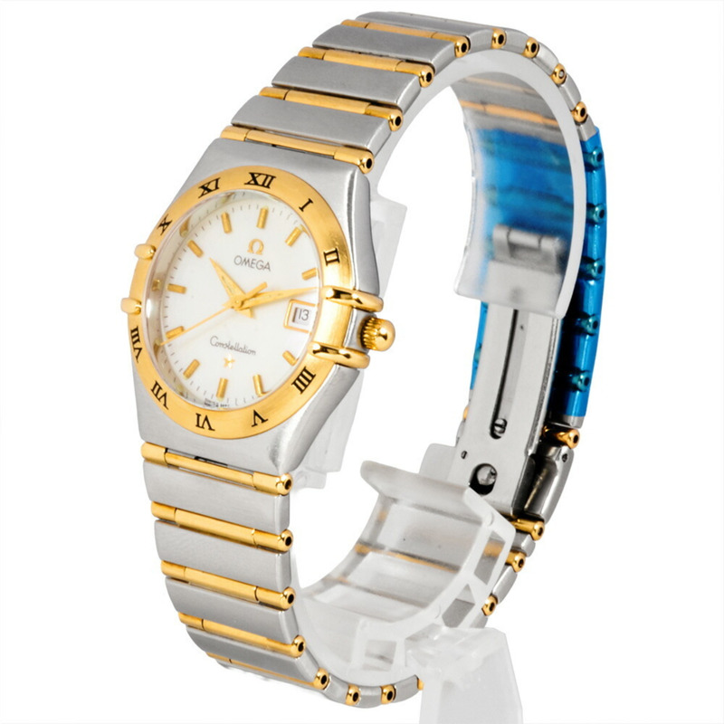 歐米茄 1272.70 星座系列石英腕錶，貝殼錶盤，雙色黃金不鏽鋼錶殼，女士款-2