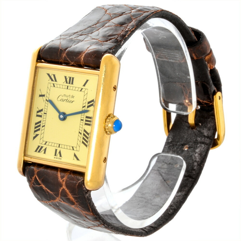 卡地亞 Must Tank LM 鍍金腕錶 590001，石英機芯，象牙色錶盤，女士款-2
