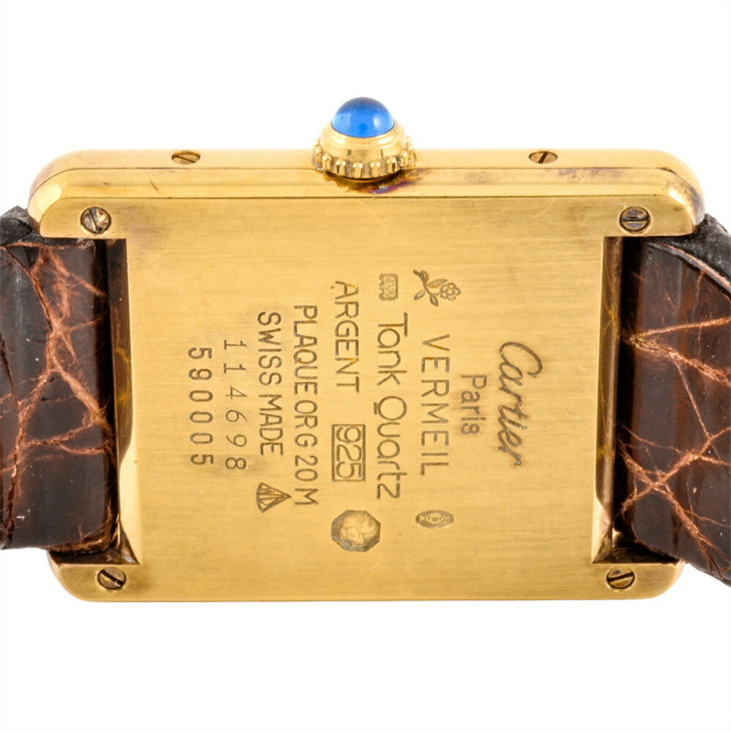 卡地亞 Must Tank LM 鍍金腕錶 590001，石英機芯，象牙色錶盤，女士款-4