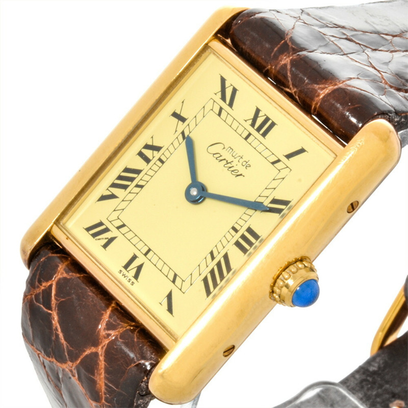 卡地亞 Must Tank LM 鍍金腕錶 590001，石英機芯，象牙色錶盤，女士款-7