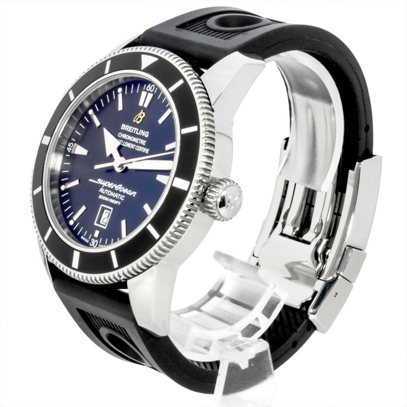 百年靈超級海洋文化系列46自動腕錶，海軍藍錶盤，不鏽鋼錶殼，男款，A17320-2