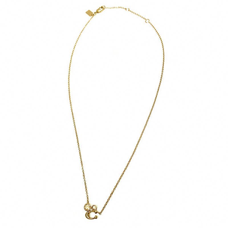 【COACH】C字水鑽項鍊-金色-1