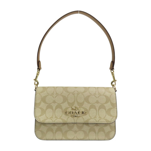 卡其色 帆布 牛皮 Brynn Flap Crossbody 肩背包 CA529【COACH 寇馳】 CA529