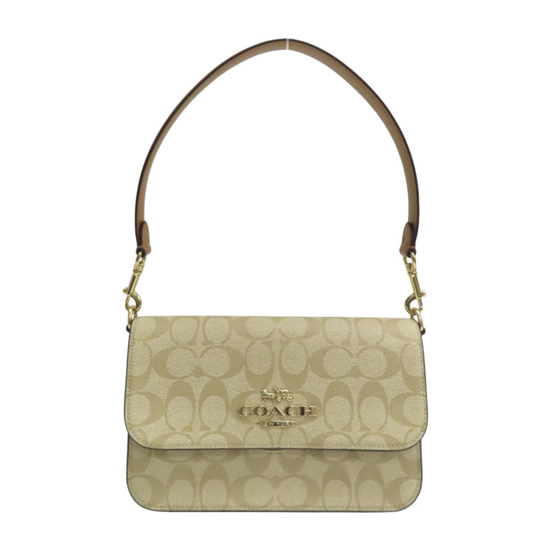 卡其色 帆布 牛皮 Brynn Flap Crossbody 肩背包 CA529【COACH 寇馳】 CA529-0