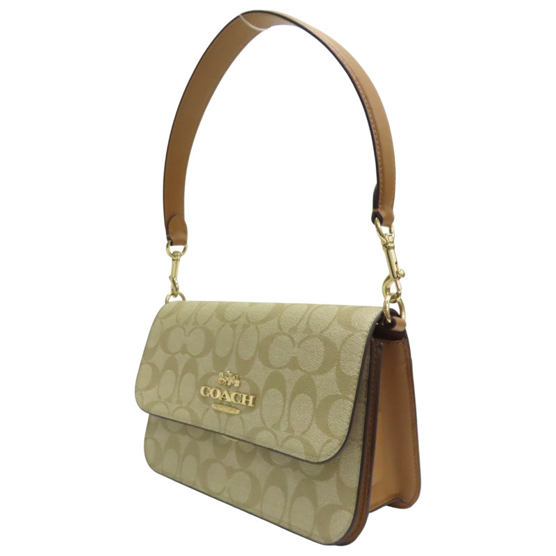 卡其色 帆布 牛皮 Brynn Flap Crossbody 肩背包 CA529【COACH 寇馳】 CA529-2