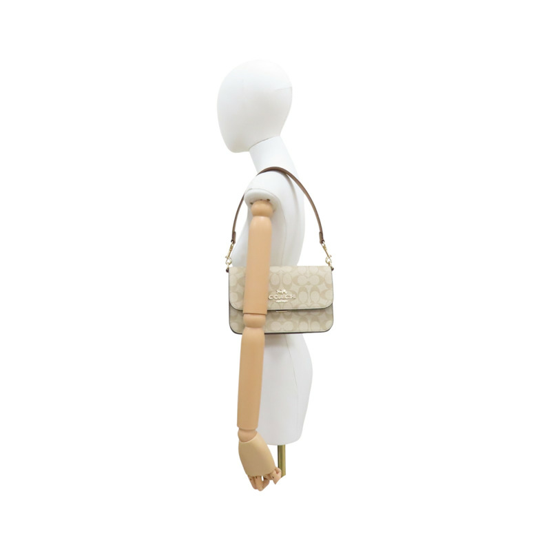 卡其色 帆布 牛皮 Brynn Flap Crossbody 肩背包 CA529【COACH 寇馳】 CA529-12