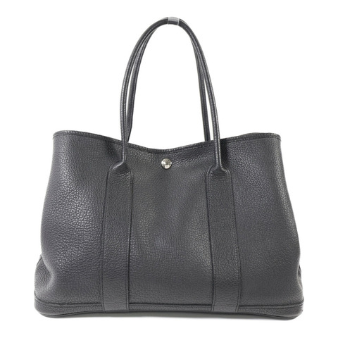 HERMES Negonda皮革GardenParty PM銀扣手挽袋Noir