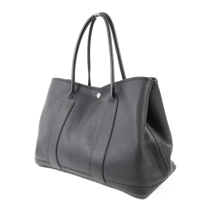 HERMES Negonda皮革GardenParty PM銀扣手挽袋Noir-2
