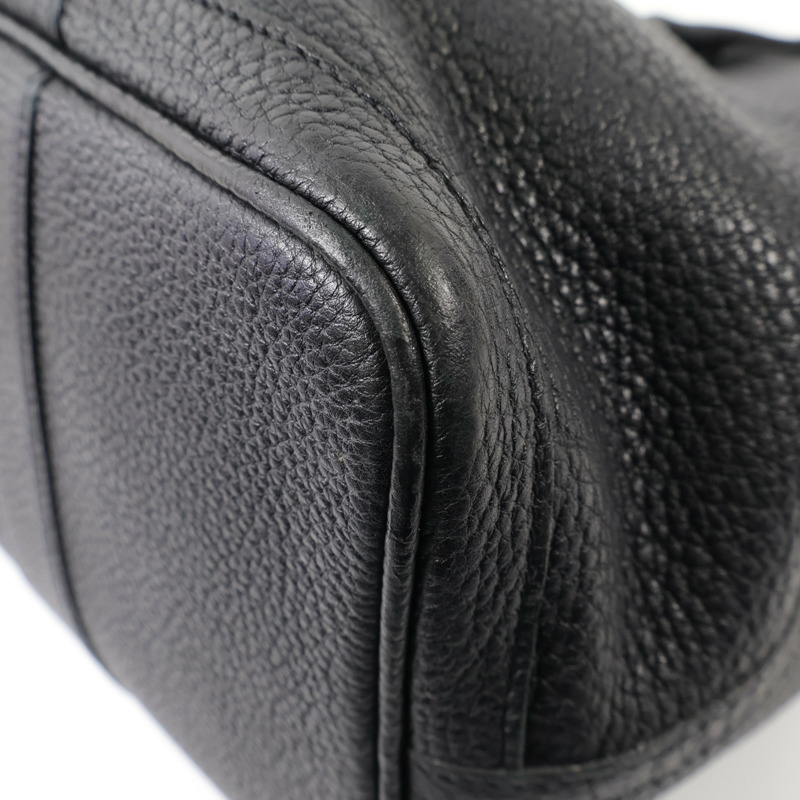 HERMES Negonda皮革GardenParty PM銀扣手挽袋Noir-6