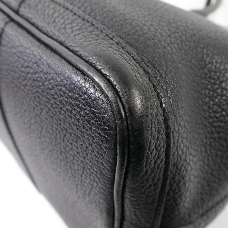 HERMES Negonda皮革GardenParty PM銀扣手挽袋Noir-8